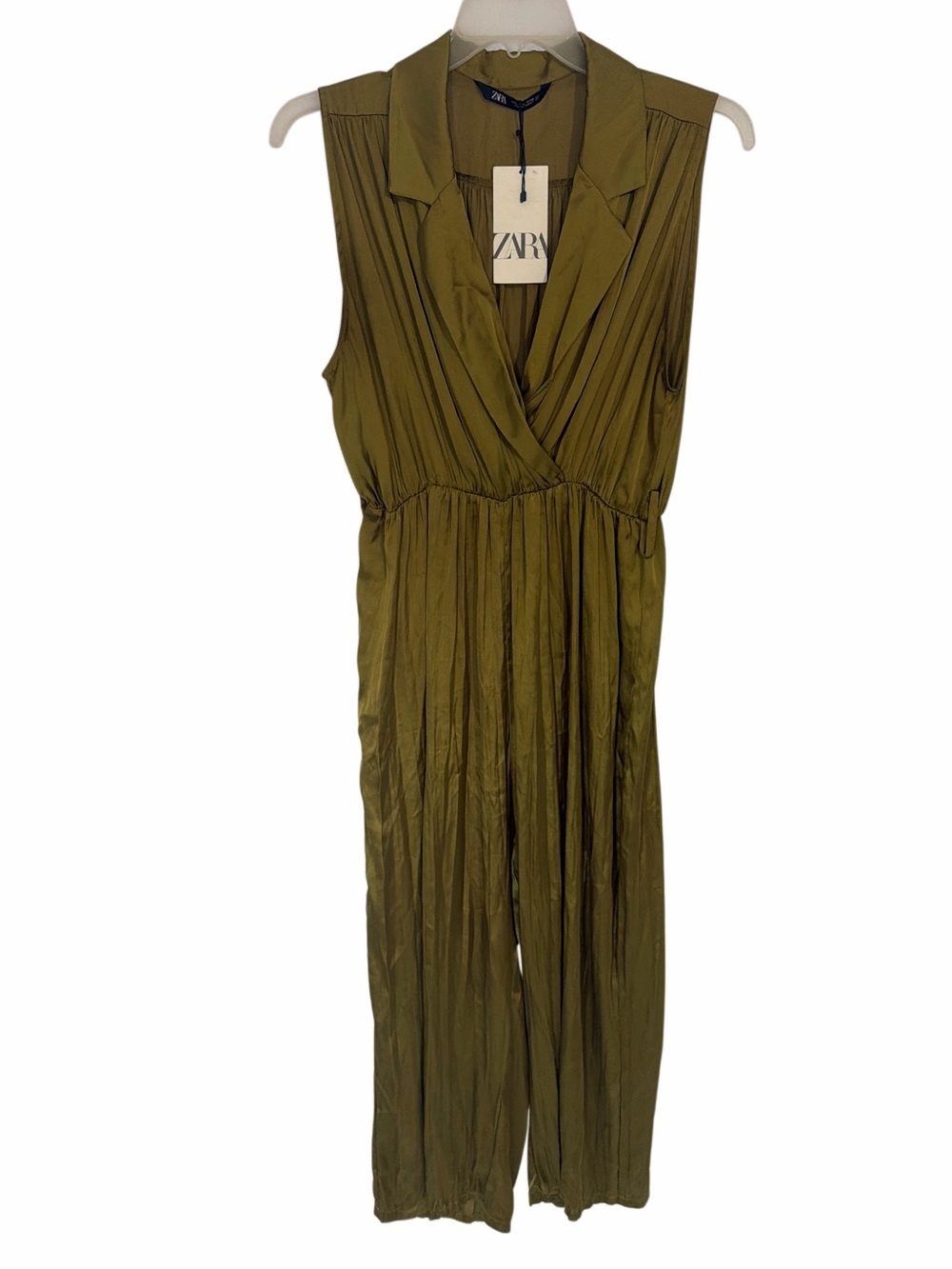 Zara Olive Green Long Sleeve Jumpsuit